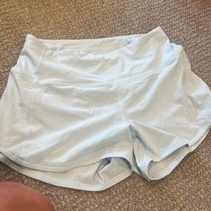 light blue lululemon speed up shorts size 6, 4 inch. never worn